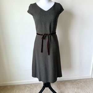 NOLLEY’S Light Japanese Brand Brown Knit Polka Dot Midi Dress—SZ. XS (38)